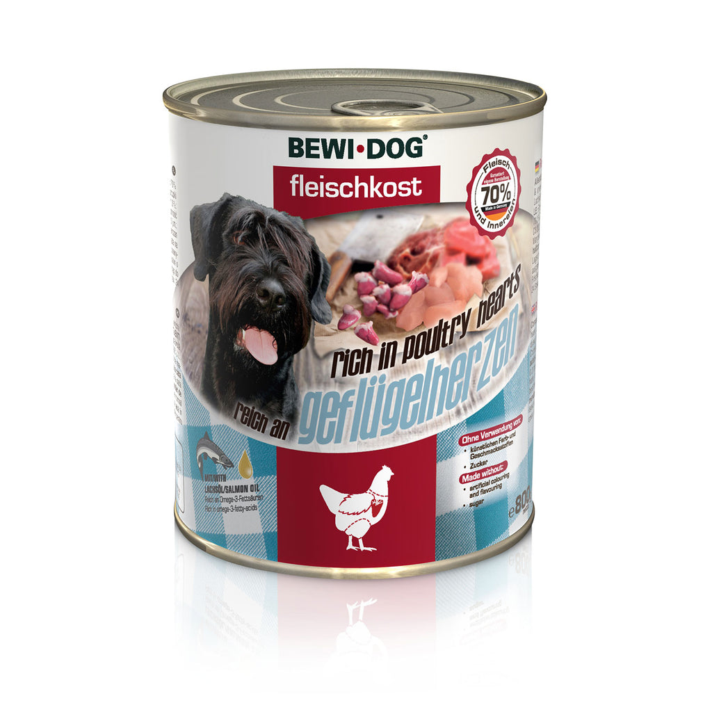 BEWI DOG Fleischkost Reich an Geflügelherzen